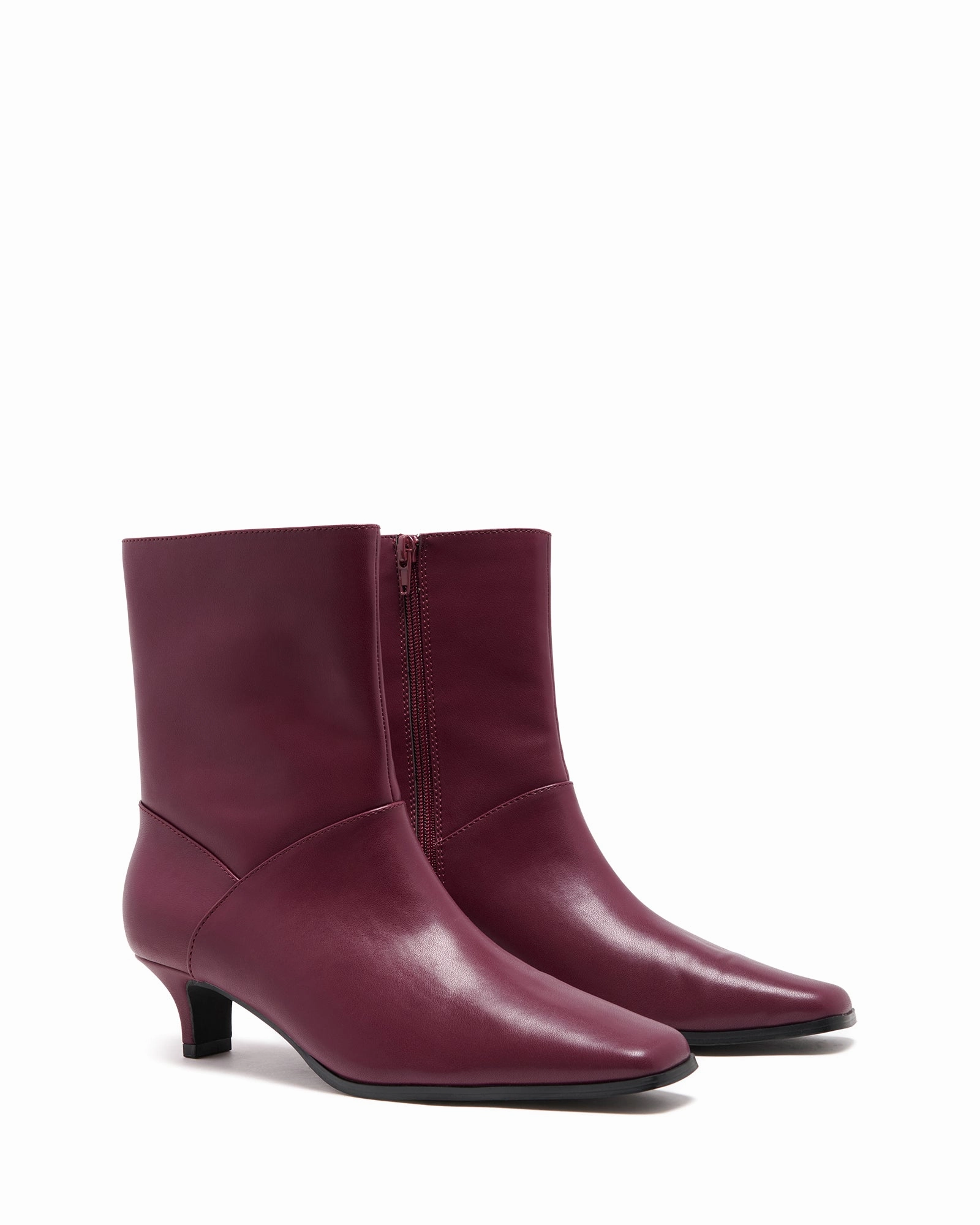 Leather Ankle Boots With Wooden Heel Shade Ankle Boot Bordeaux