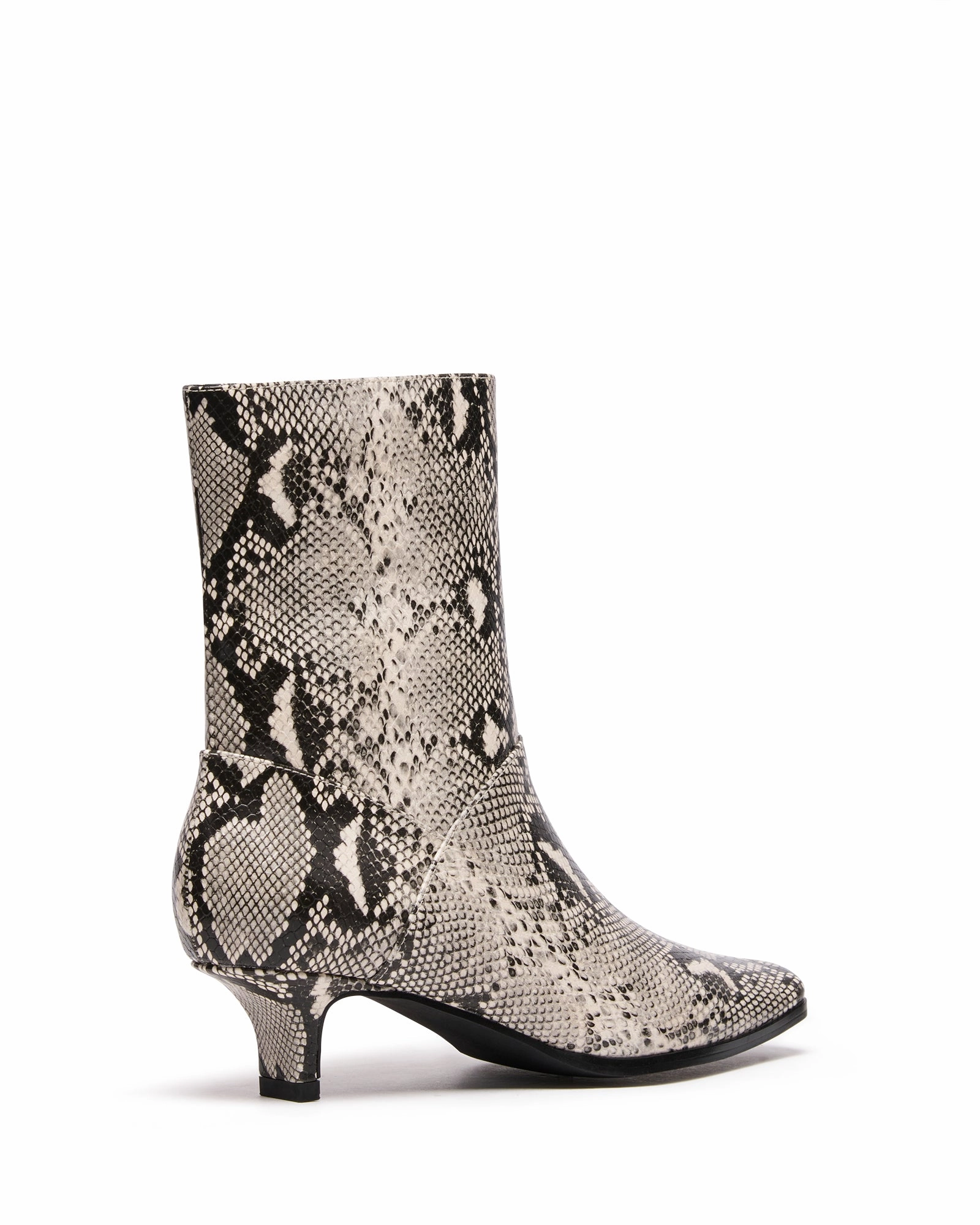 Vintage Round Toe Waterproof Zipper Ankle Boots Shade Black/White Snake *FINAL SALE*