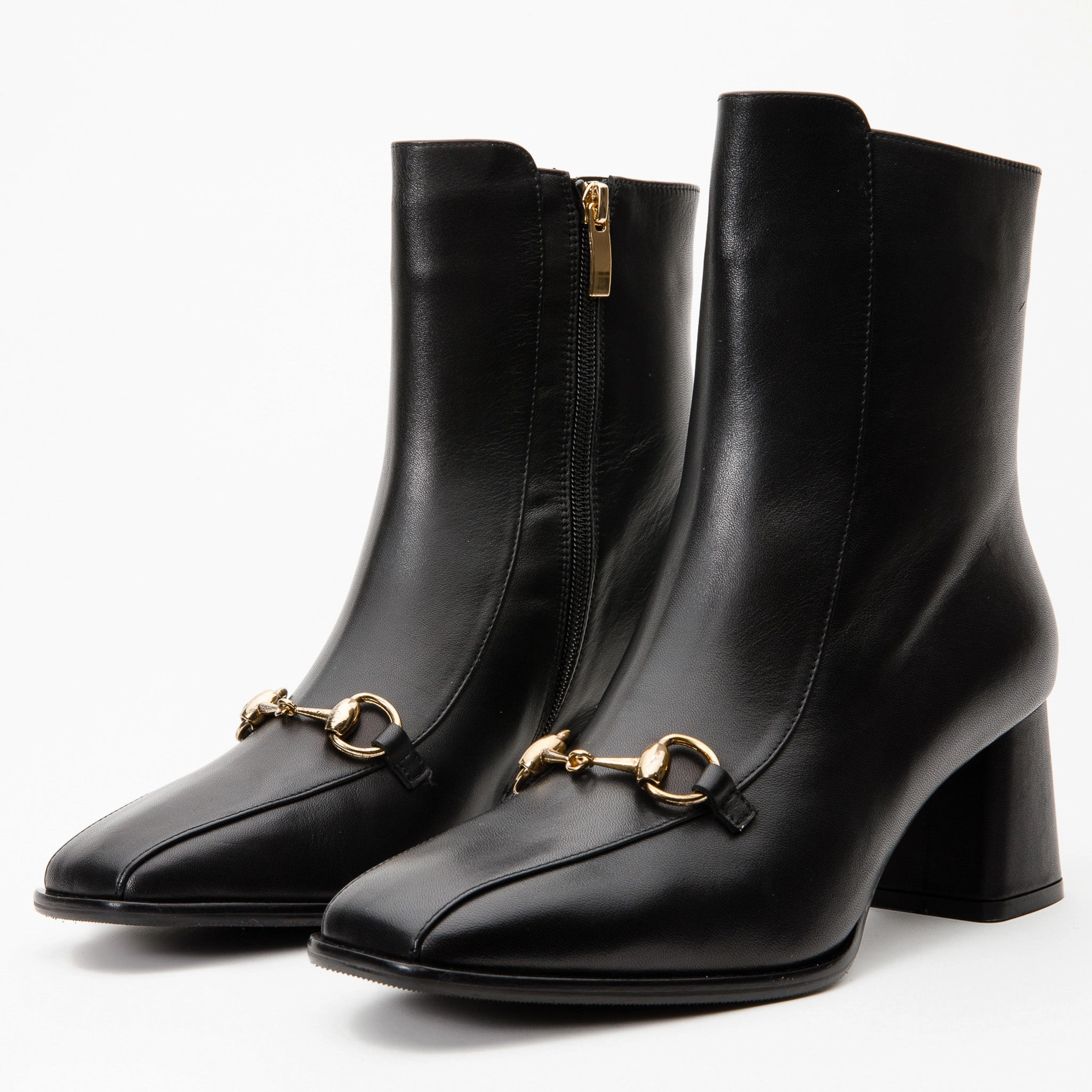 Cleated High Chelsea Boots The Bukres Black Leather Block Heel Women Boot