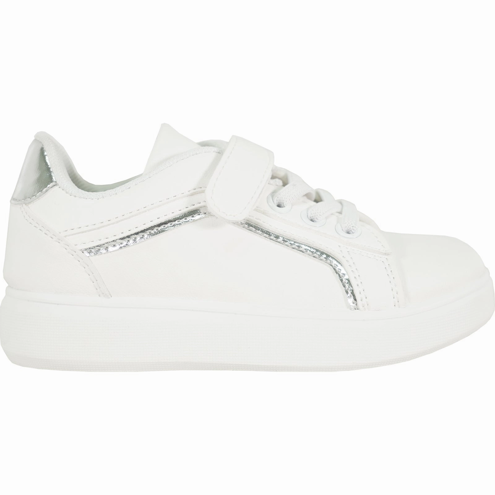 KOZI Girl and Boy Fashion Sneaker MG3275KID with Removable Insole SILVER Shoe Strings For Sneakers