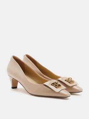 Kora Square Buckle Patent Heels Large Size Shoes High Heels