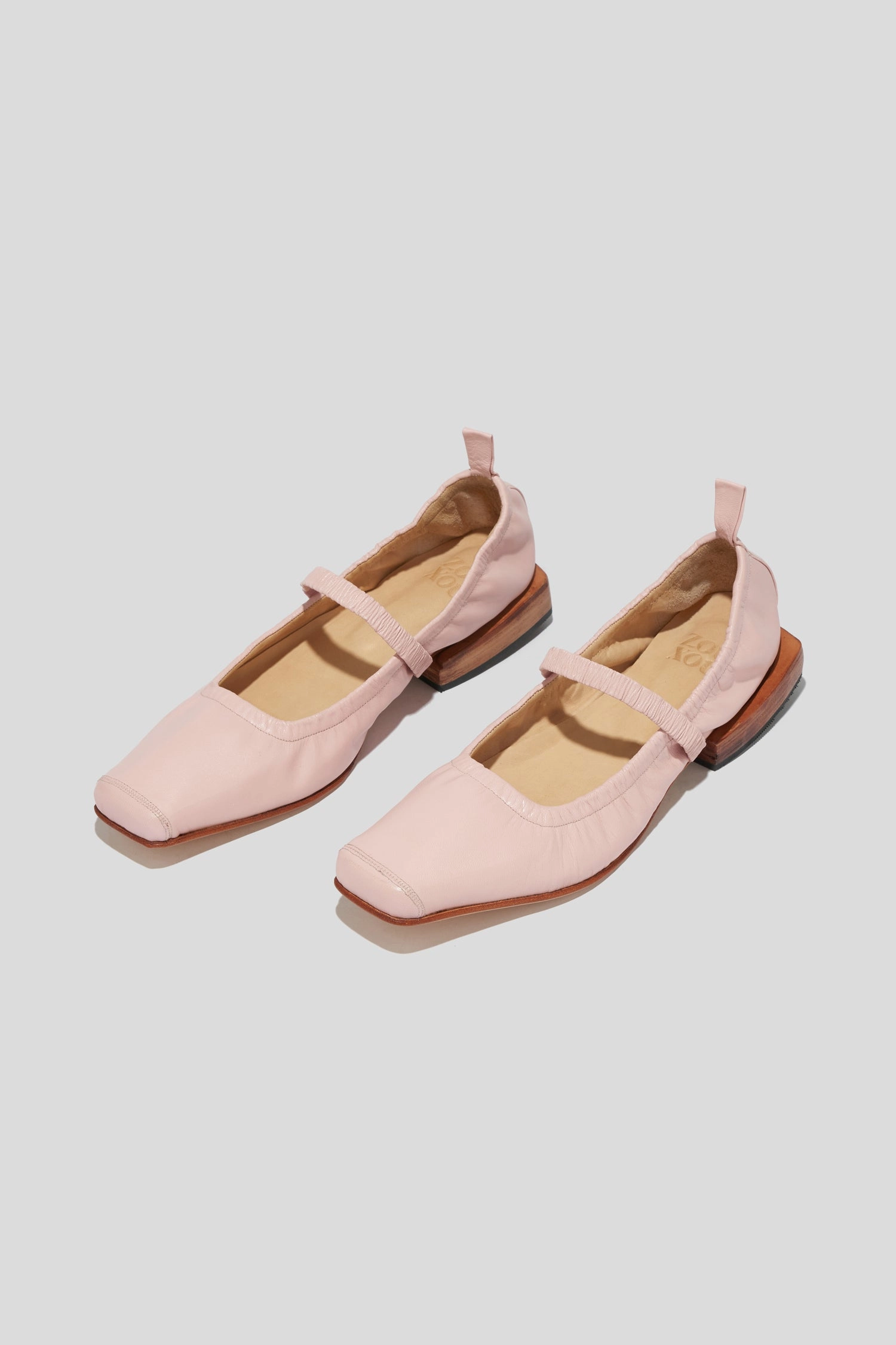 Simona Mary Jane Flat in Pale Pink Mary Jane Shoes Patent Leather