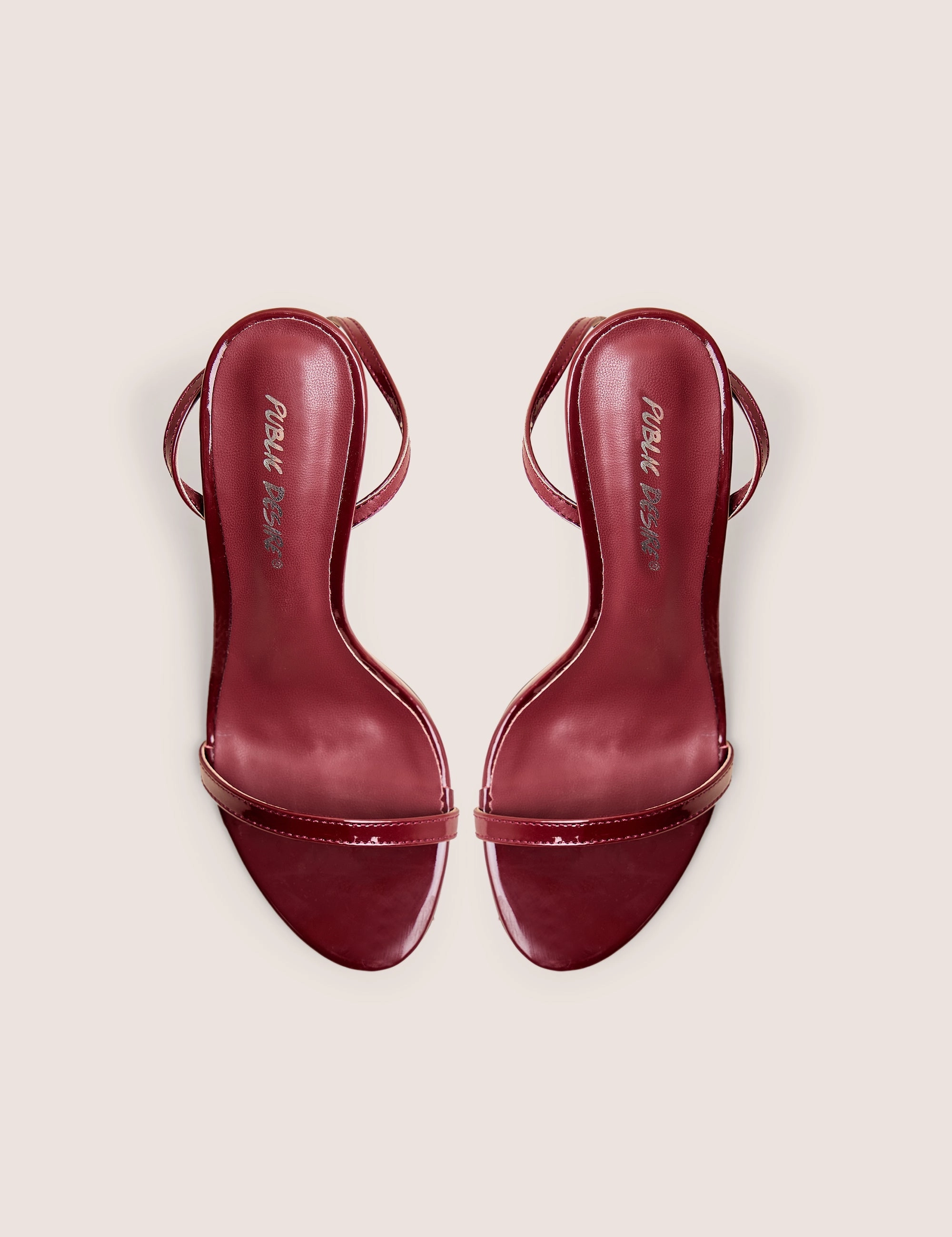 High Heels With Chains Selene Burgundy Patent Curved Heels Barely There