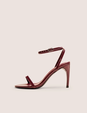Selene Burgundy Patent Curved Heels Barely There Perfume In The Shape Of Shoe