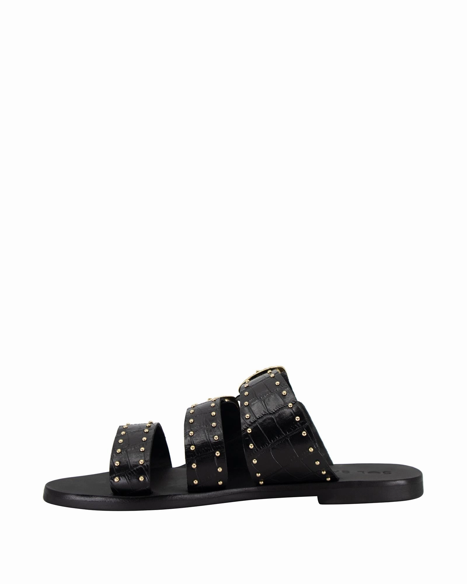 Eastwood Stud Slide Black Croc/Gold Goofy Slippers
