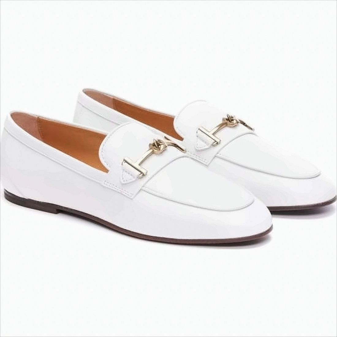 Sleek Leather Loafers With Gold-Tone Bit Detail Ae Loafers