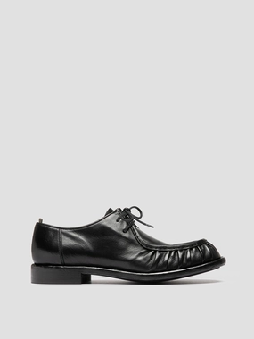 Lace Up Leg Shoes RUGGED 010 - Black Leather Derby Shoes