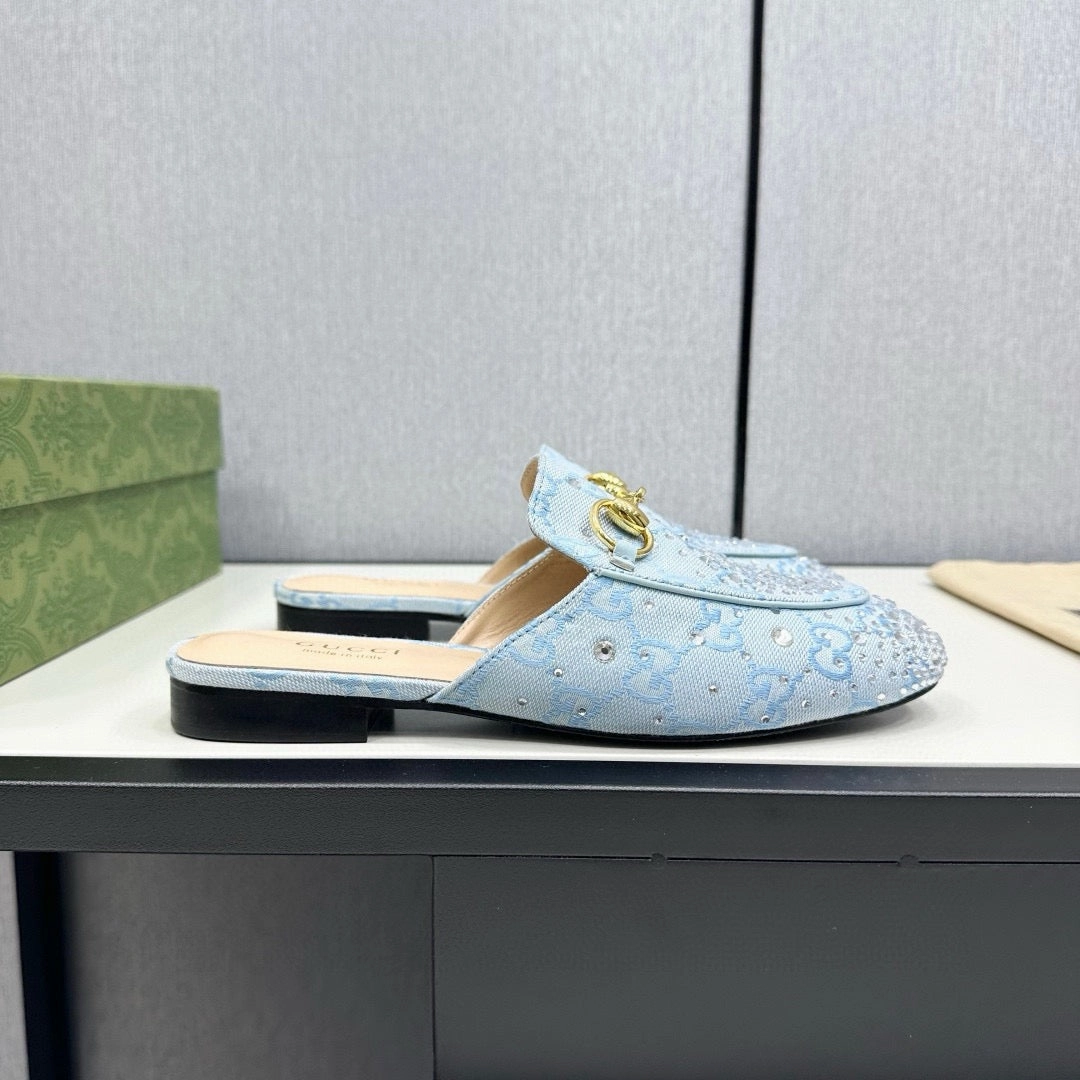 Sole Shoes SE1683 Gucci Women's Princetown slipper with Crystal Horsebit / Size5-11