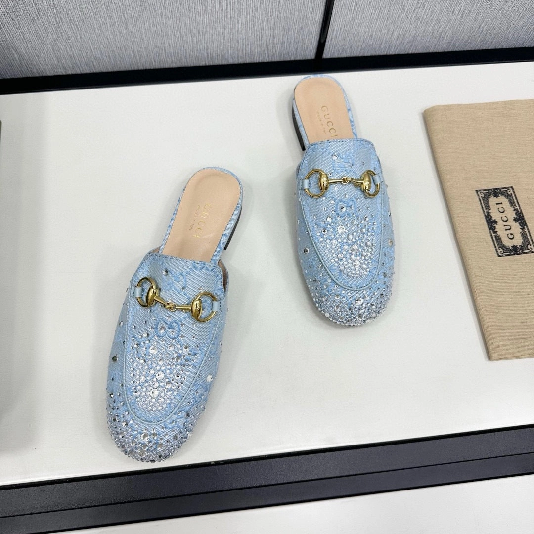 SE1683 Gucci Women's Princetown slipper with Crystal Horsebit / Size5-11