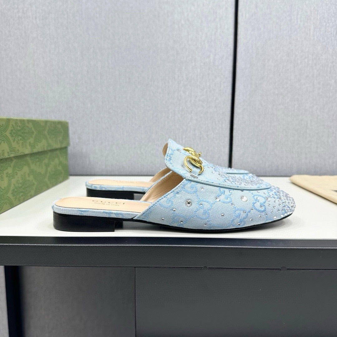 SE1683 Gucci Women's Princetown slipper with Crystal Horsebit / Size5-11