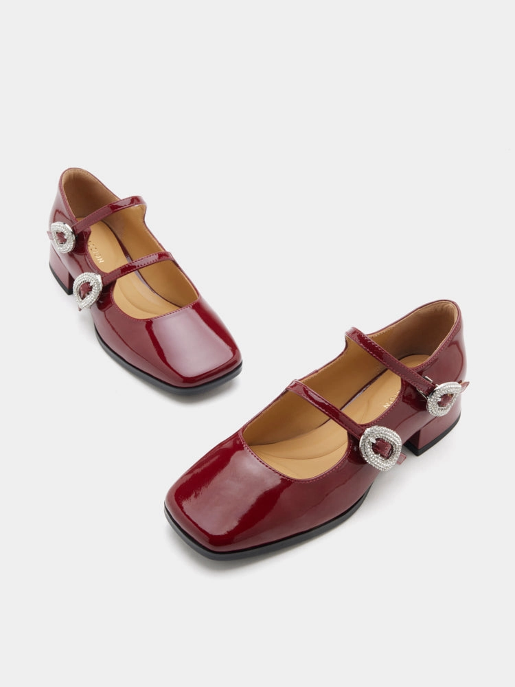 Milana Patent Double Buckled Mary Jane Heels High Quality Heels