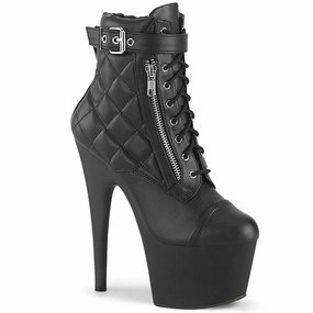 7 Inch Heel ADORE-700-05 Black PU Best High Ankle Boots