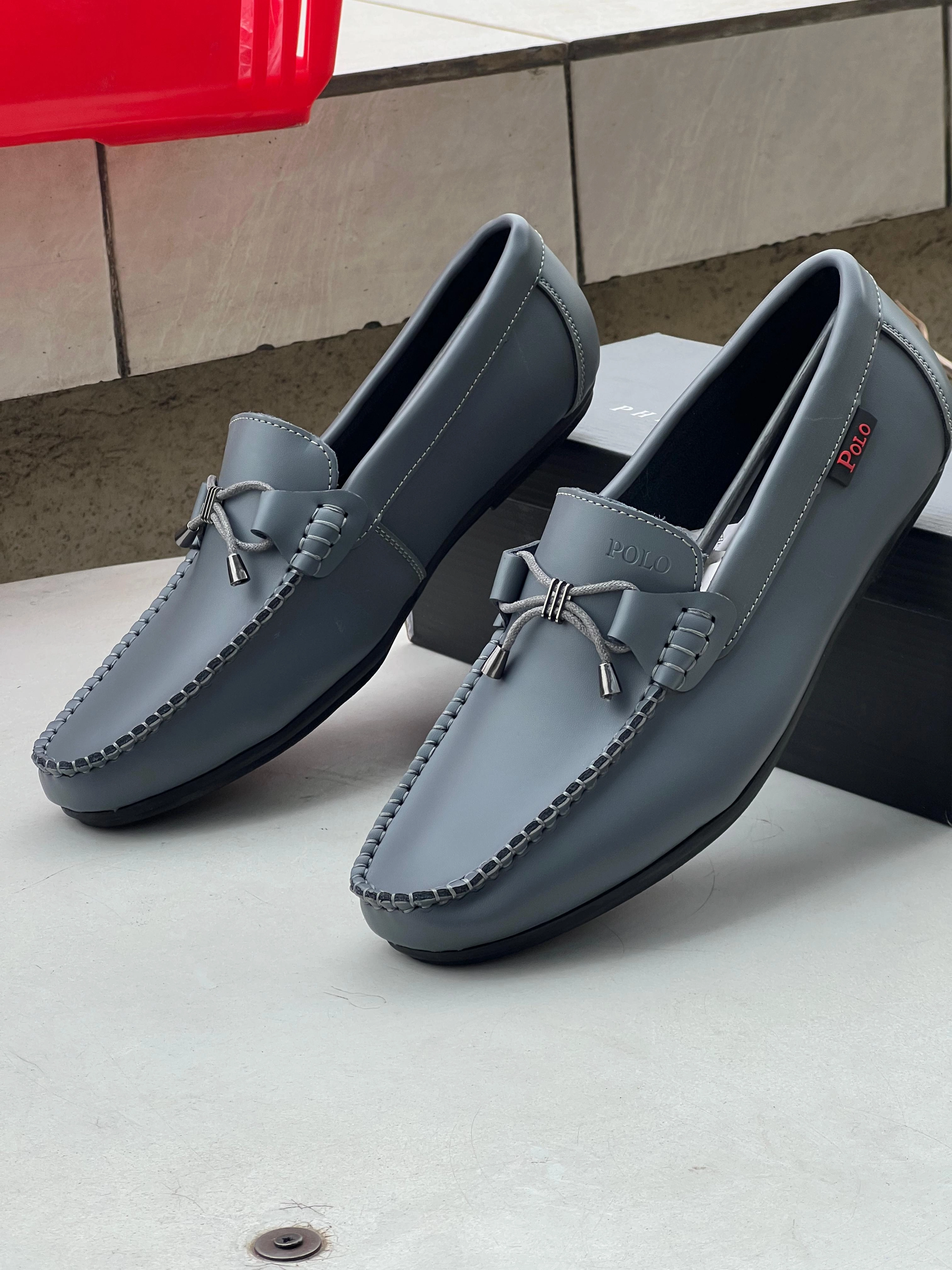 Mens Polo  Loafers  Grey with Tassel Detailing Comfortable Lug Sole Loafers