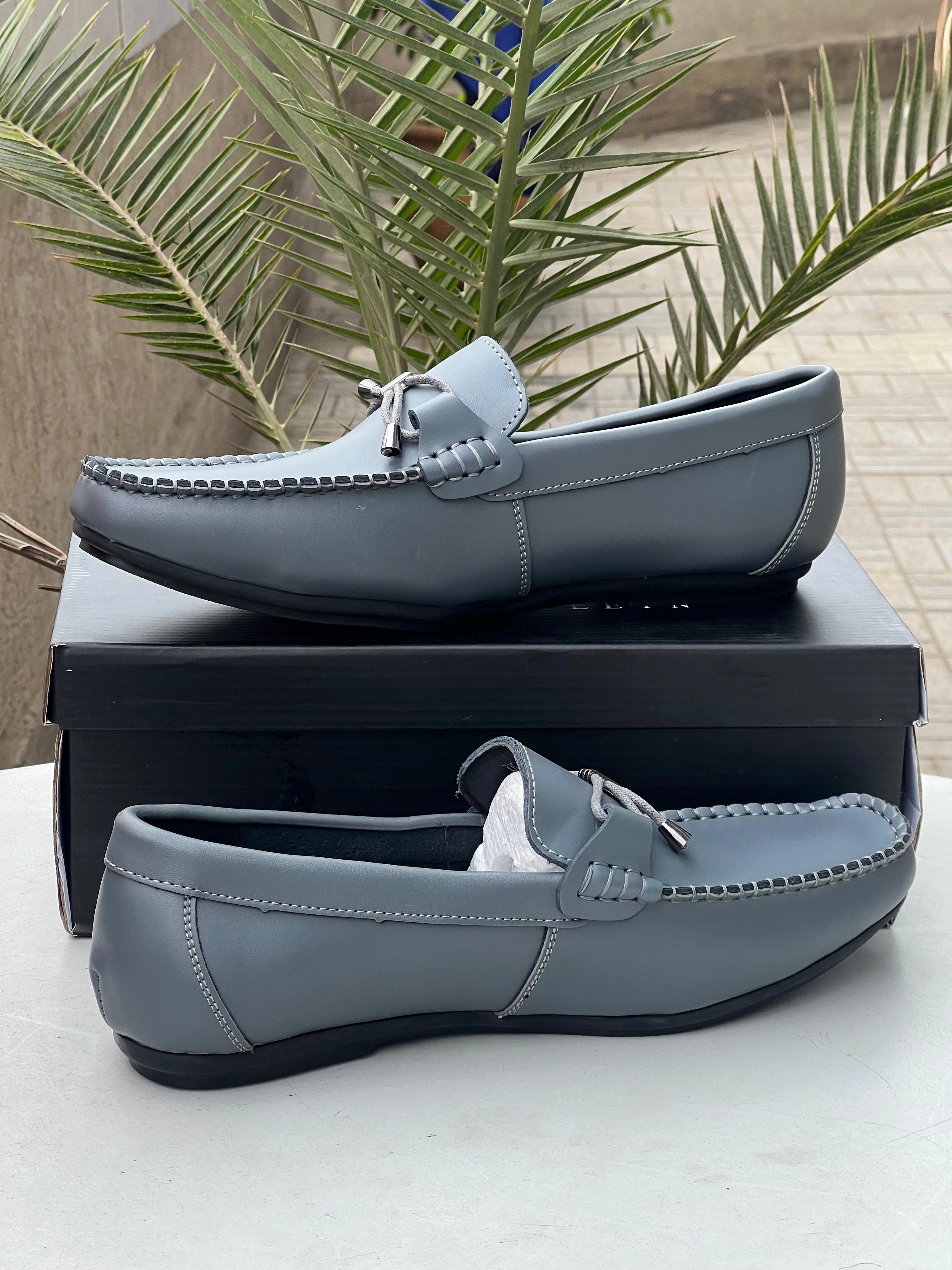 Espadrilles Loafers Mens Polo  Loafers  Grey with Tassel Detailing
