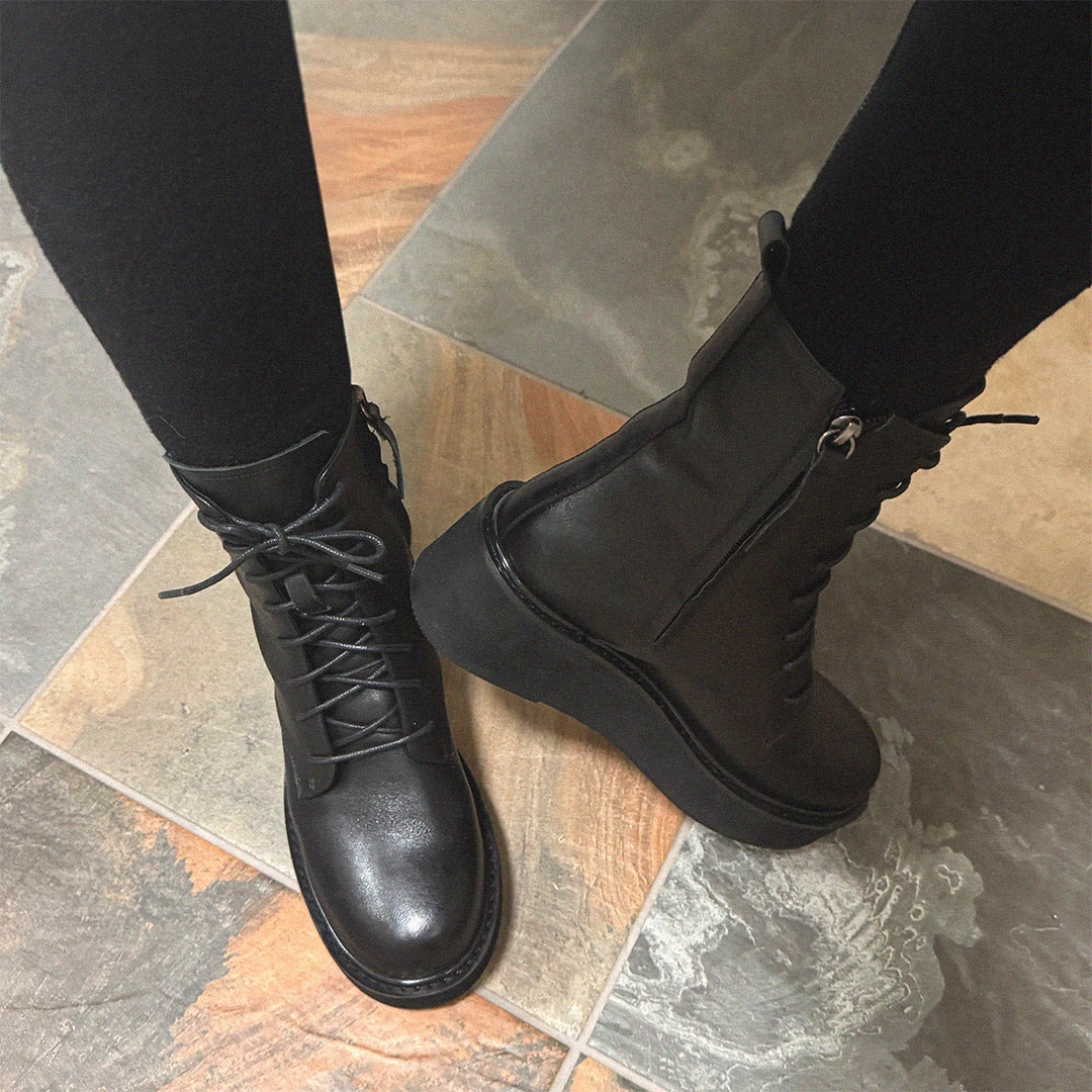 *TERRY - lace up flatform boot Studded Ankle Boots Zara