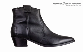 Ken Cowboy Black Painted Leather Ankle Boots