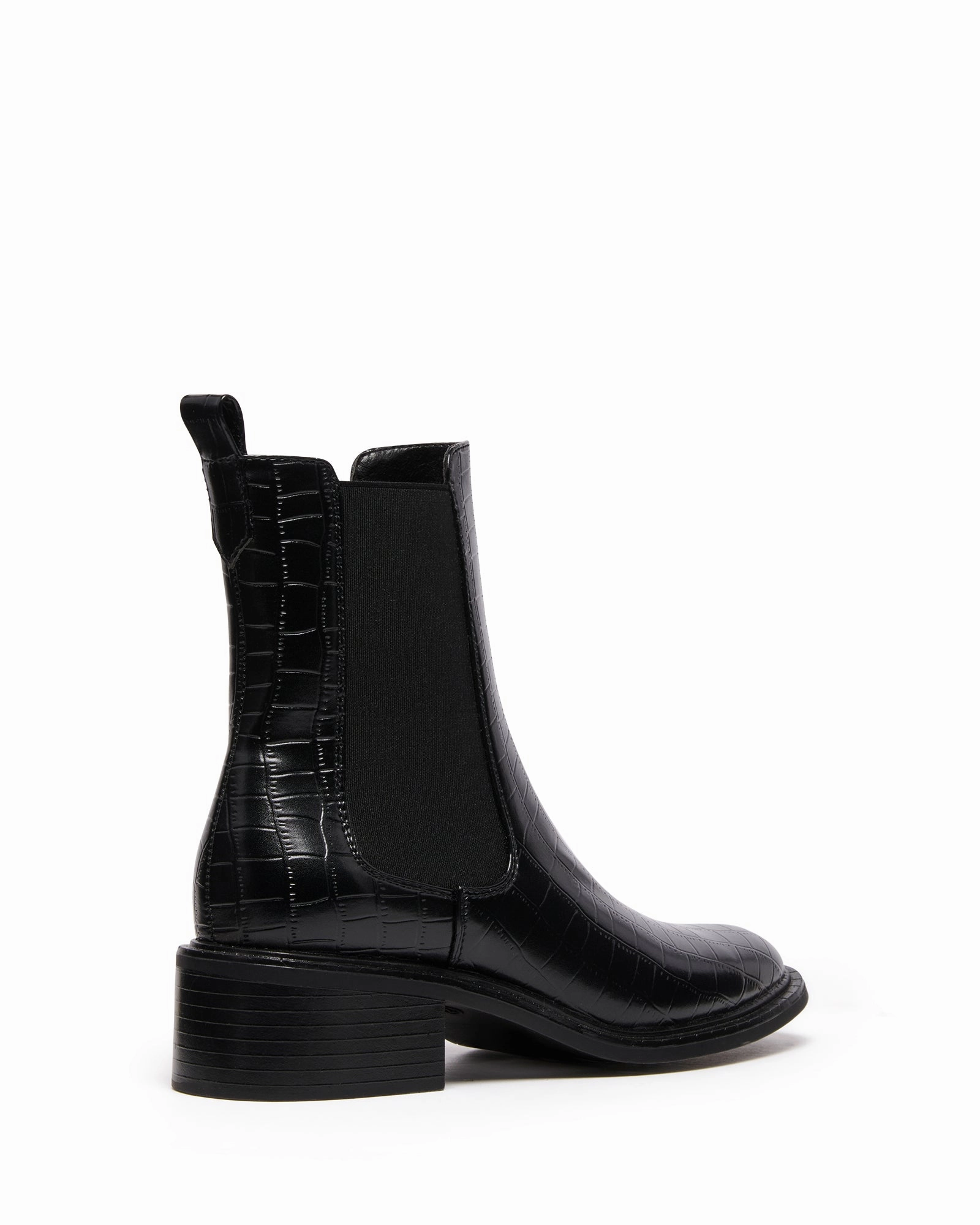 Roxie Ankle Boots In Leather Stable Ankle Boot Black Croc