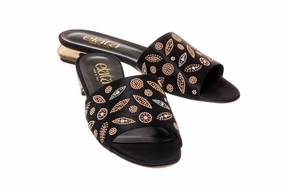 Ela Maclaine Black Flat Purple Shoes