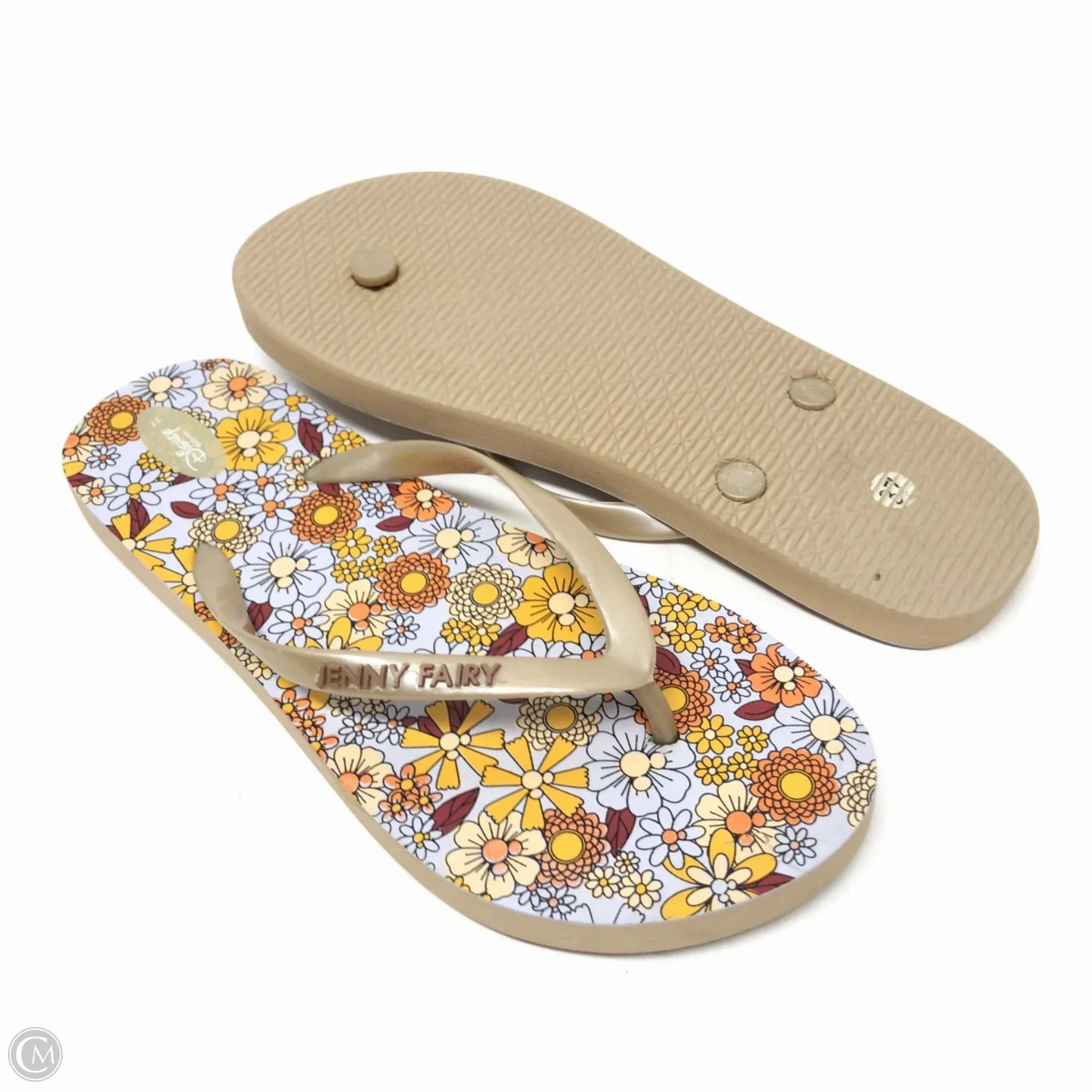 Sandals Flip Flops By Disney In Cream, Size: 7 Short Strap Flip Flops