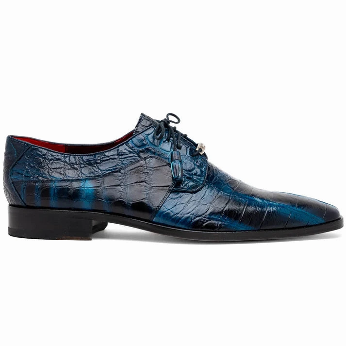 White Leather Lace Up Shoes Fitipaldi- Navy | Marco Di Milano