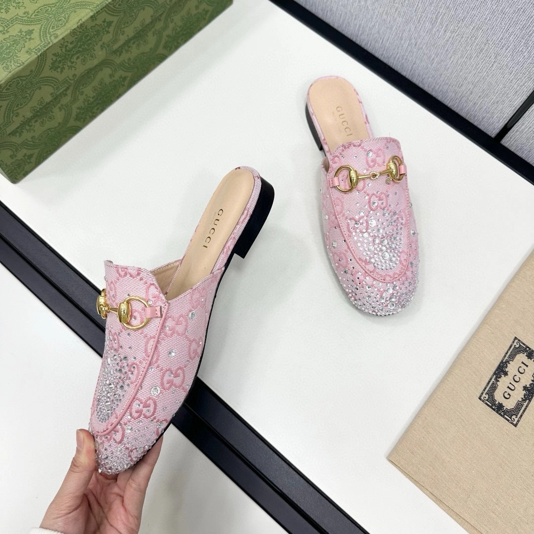 SE1682 Gucci Women's Princetown slipper with Crystal Horsebit / Size5-11