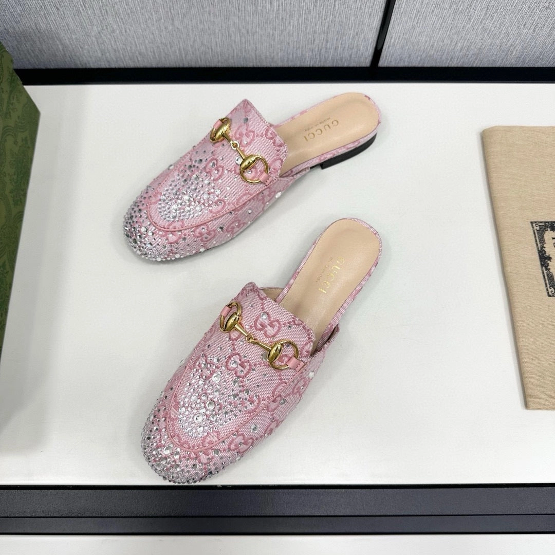 SE1682 Gucci Women's Princetown slipper with Crystal Horsebit / Size5-11
