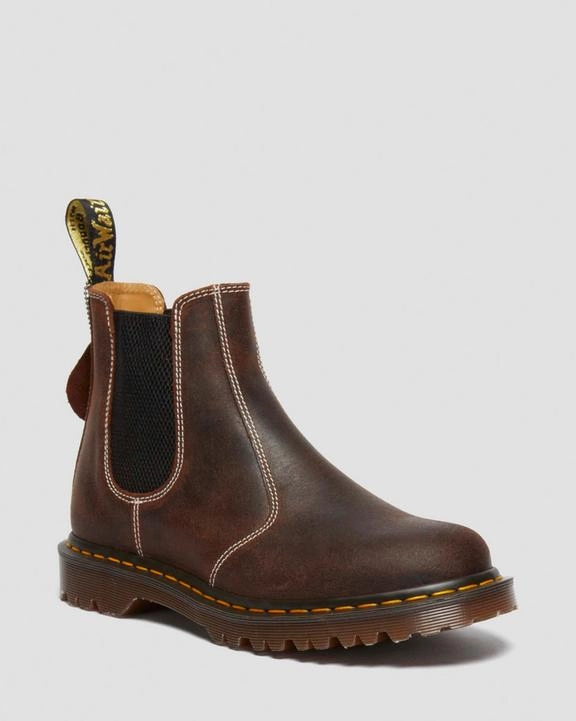 Dr. Martens 2976 Made In England Wax Commander Chelsea Boots Brown - Mens Chunky Soled Chelsea Boots