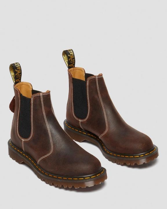 Cushioned Chelsea Boots Dr. Martens 2976 Made In England Wax Commander Chelsea Boots Brown - Mens