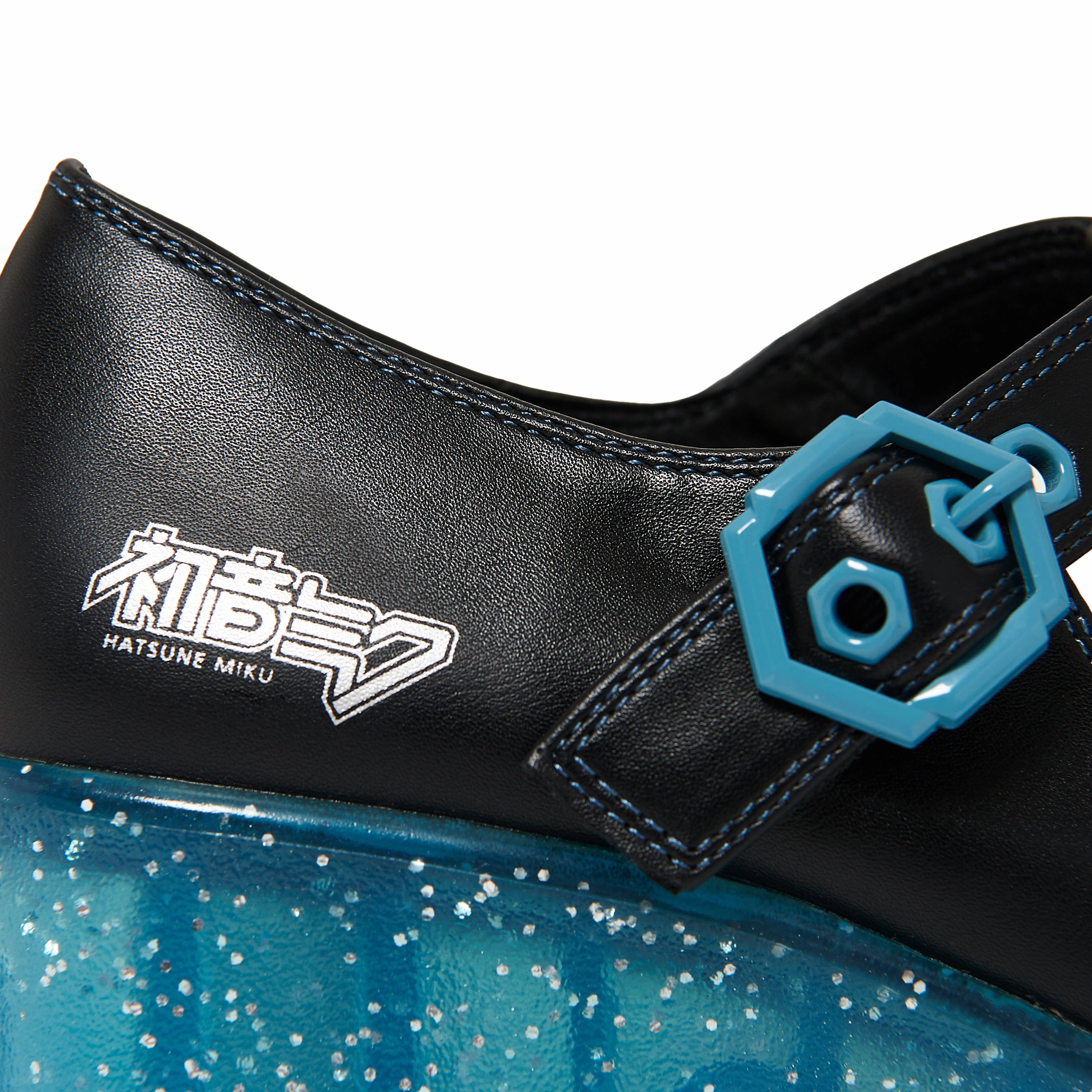 Pebble-grain Leather Mary Jane Shoes Buckle 1970s Near Futures Glitter Miku Mary Janes - Black