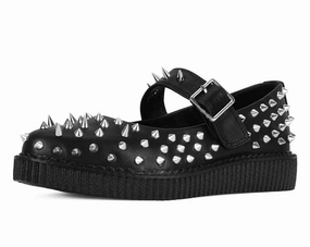 SPIKED MARY JANE A3355L BLACK Mary Jane T Strap Shoe Toddler 5