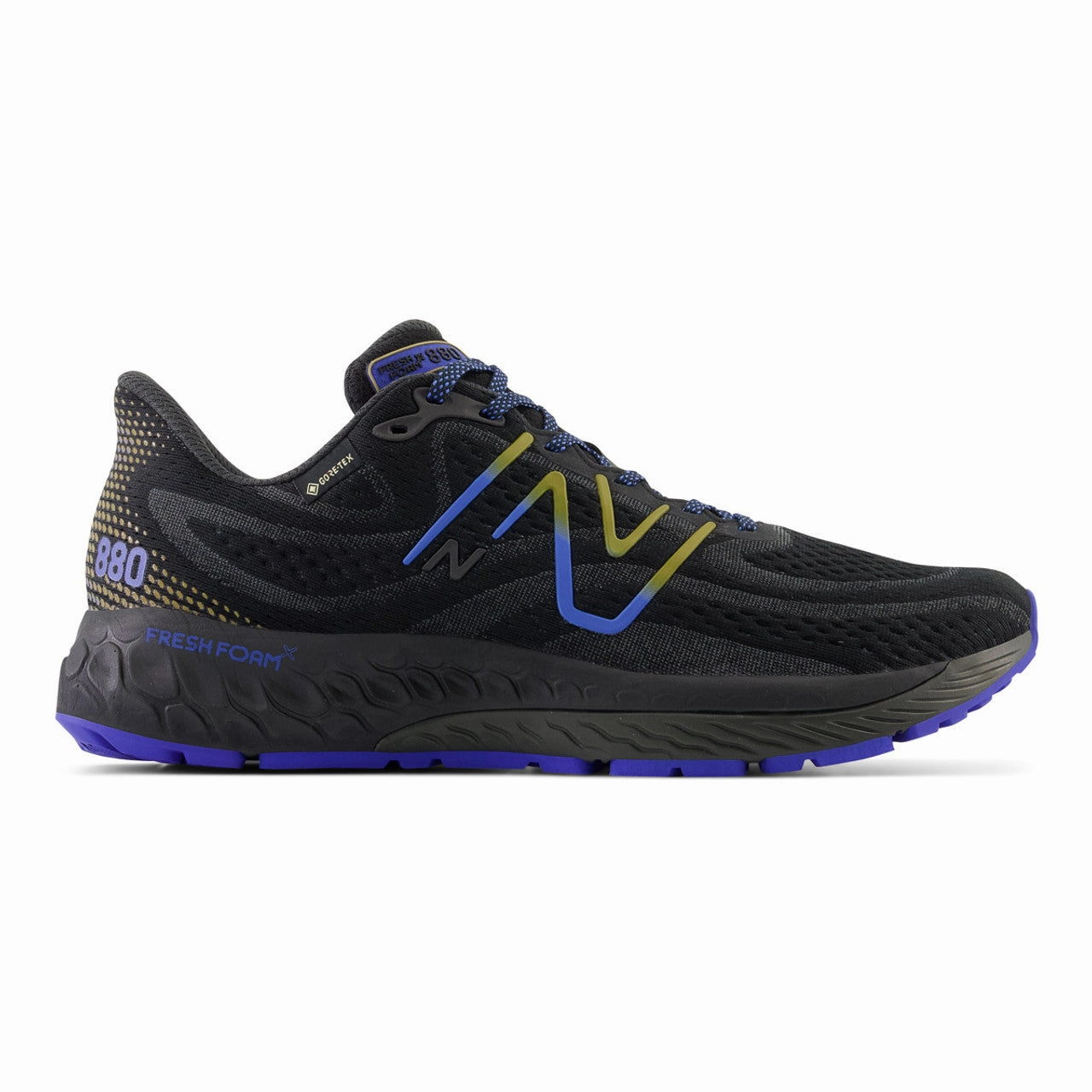 Men's New Balance Fresh Foam X 880v12 GTX, Black/Marine Blue, 14 D Medium New Balance 574 Dark Mushroom