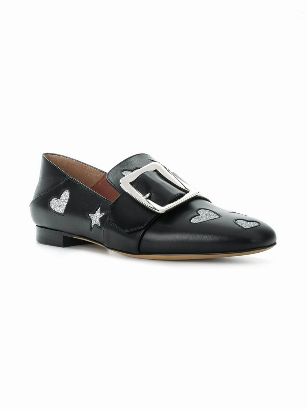Bally Janelle Hearts Women's 6221029 Black Leather Loafers Penny Loafers 1950s