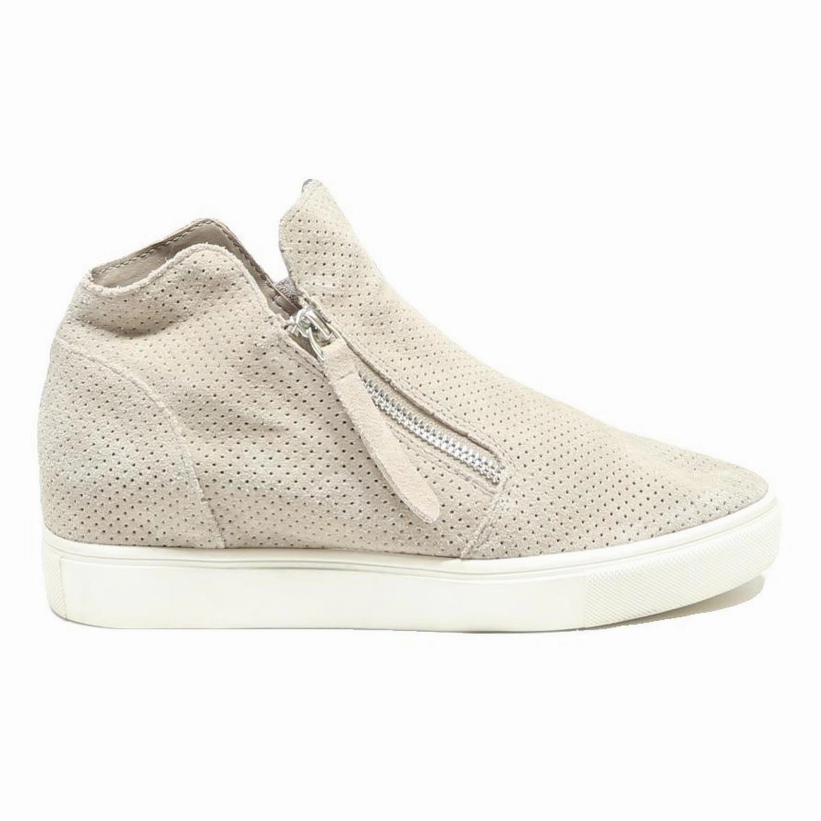 STEVE MADDEN Women Leather Beige Ankle Boots UK 8 Zip Detail Casual Comfort Chelsea Boots With Formals