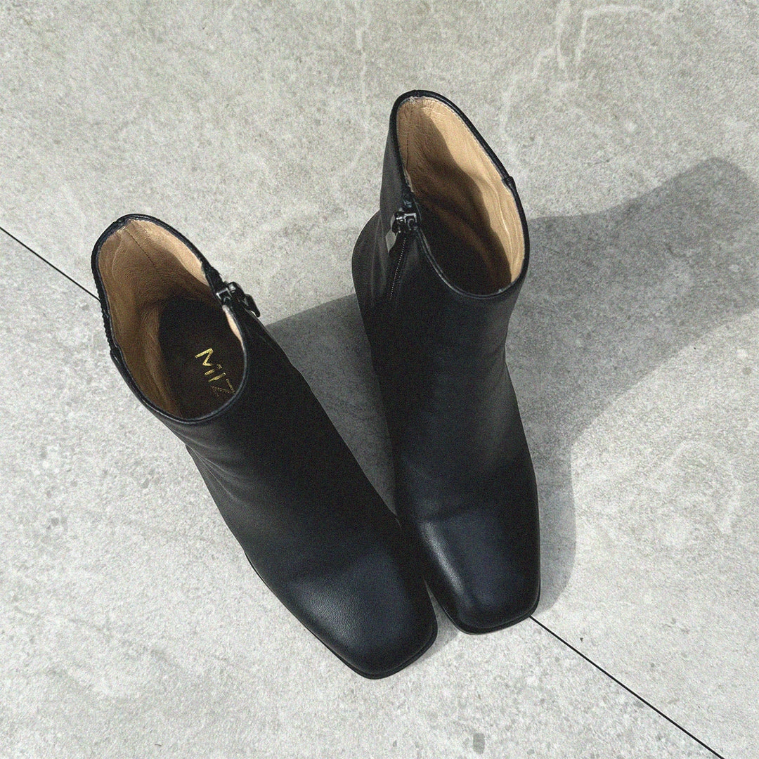 *BELGO - black chunky heel ankle boot Wide Shaft Ankle Boots