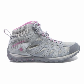 Vegan High Top Hiking Boots COLUMBIA Womens Techlite Hiking Boots Grey & Pink Polyester Blend UK 4.5