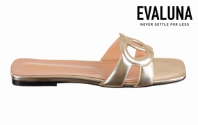Eva Madeira Platinum Closed Toe Open Back Flat Shoes