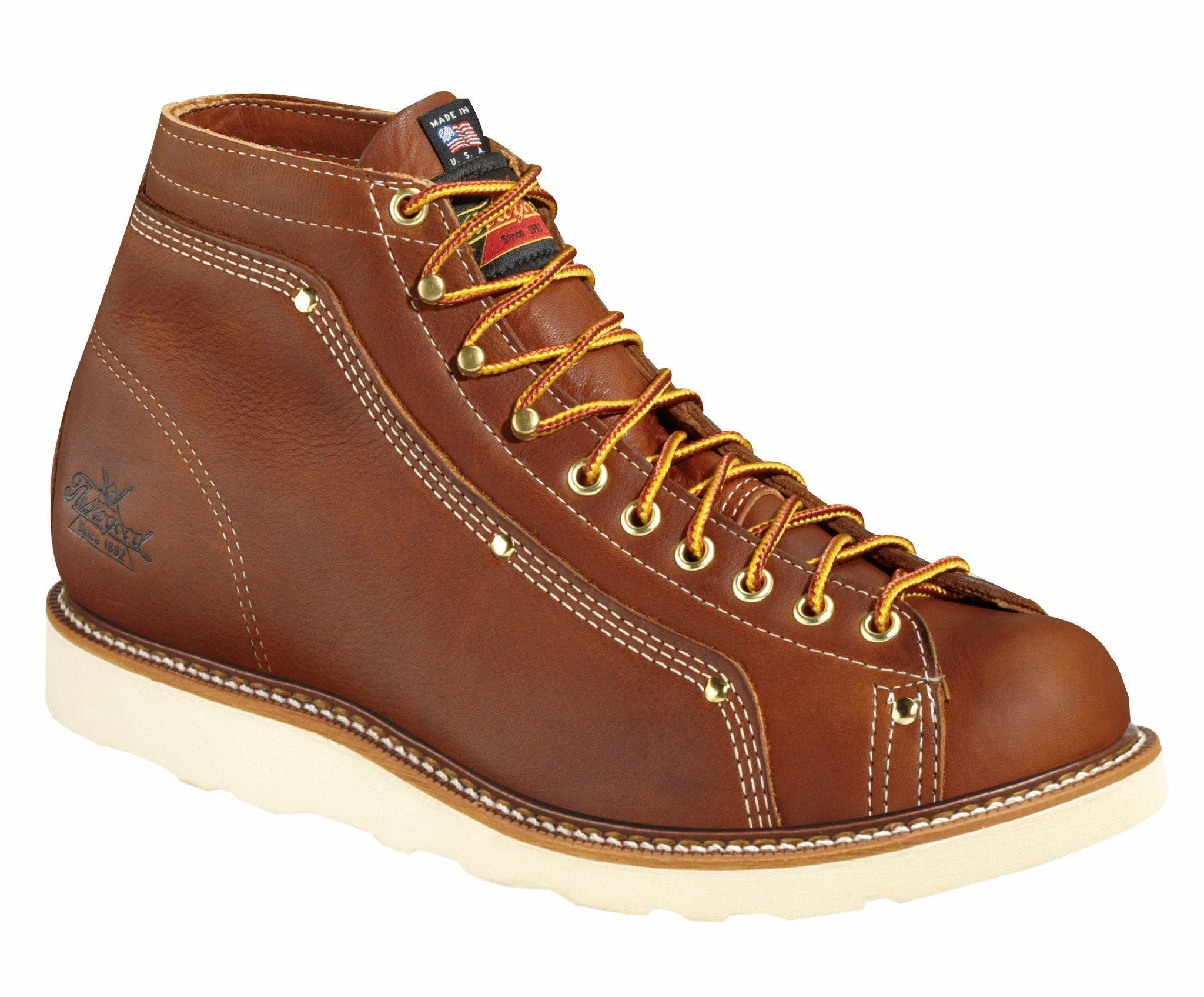 Flat Sole Work Boot Thorogood 814-4233 Men's American Heritage Lace-To-Toe Roofer Boot