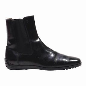 TODS Chelsea Boots Black Leather Womens UK 3 Chelsea Boots Safety Toe