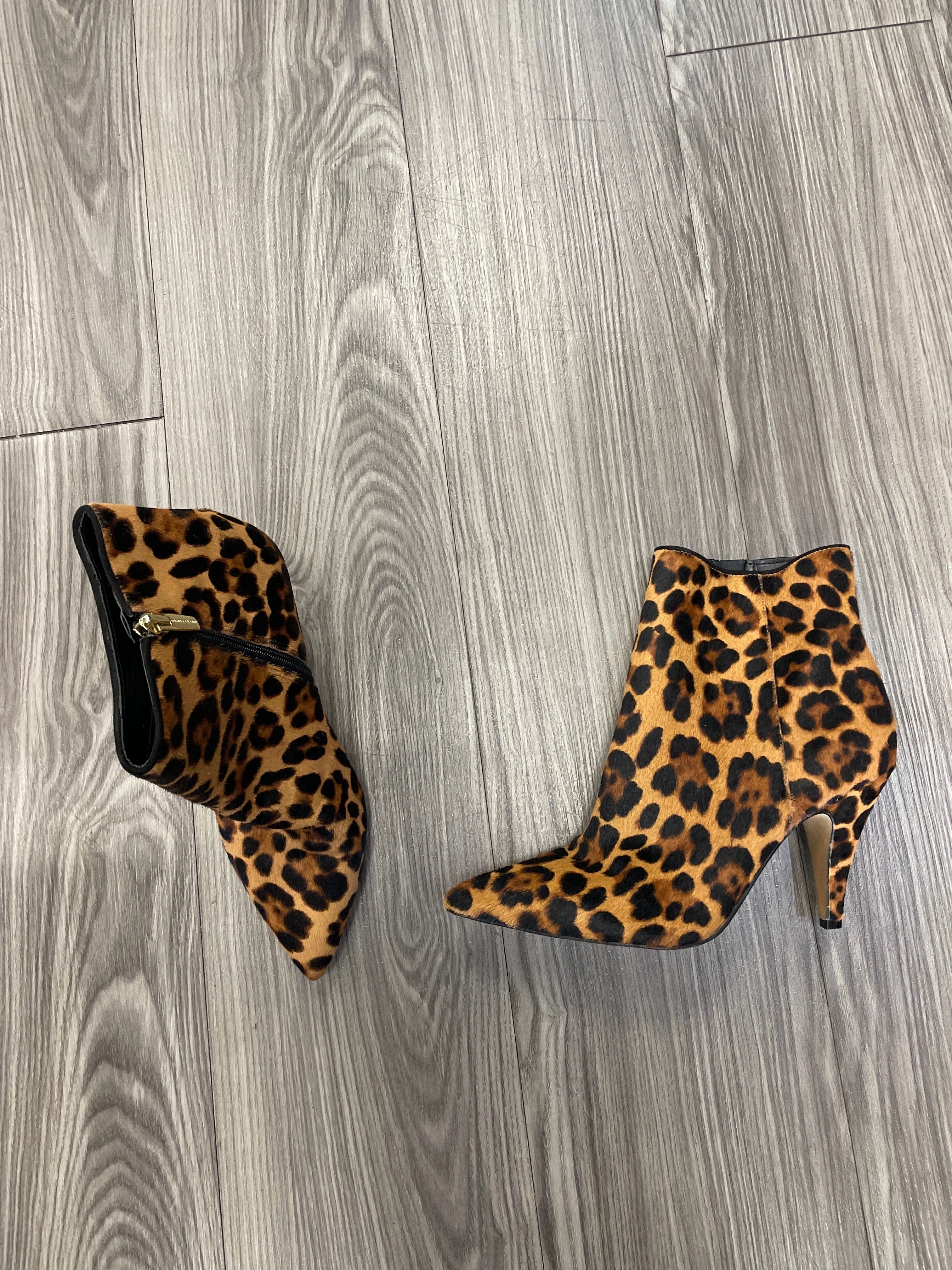 Leopard Print Boots Ankle Heels Vince Camuto, Size 8 Ankle Boots Narrow Shaft