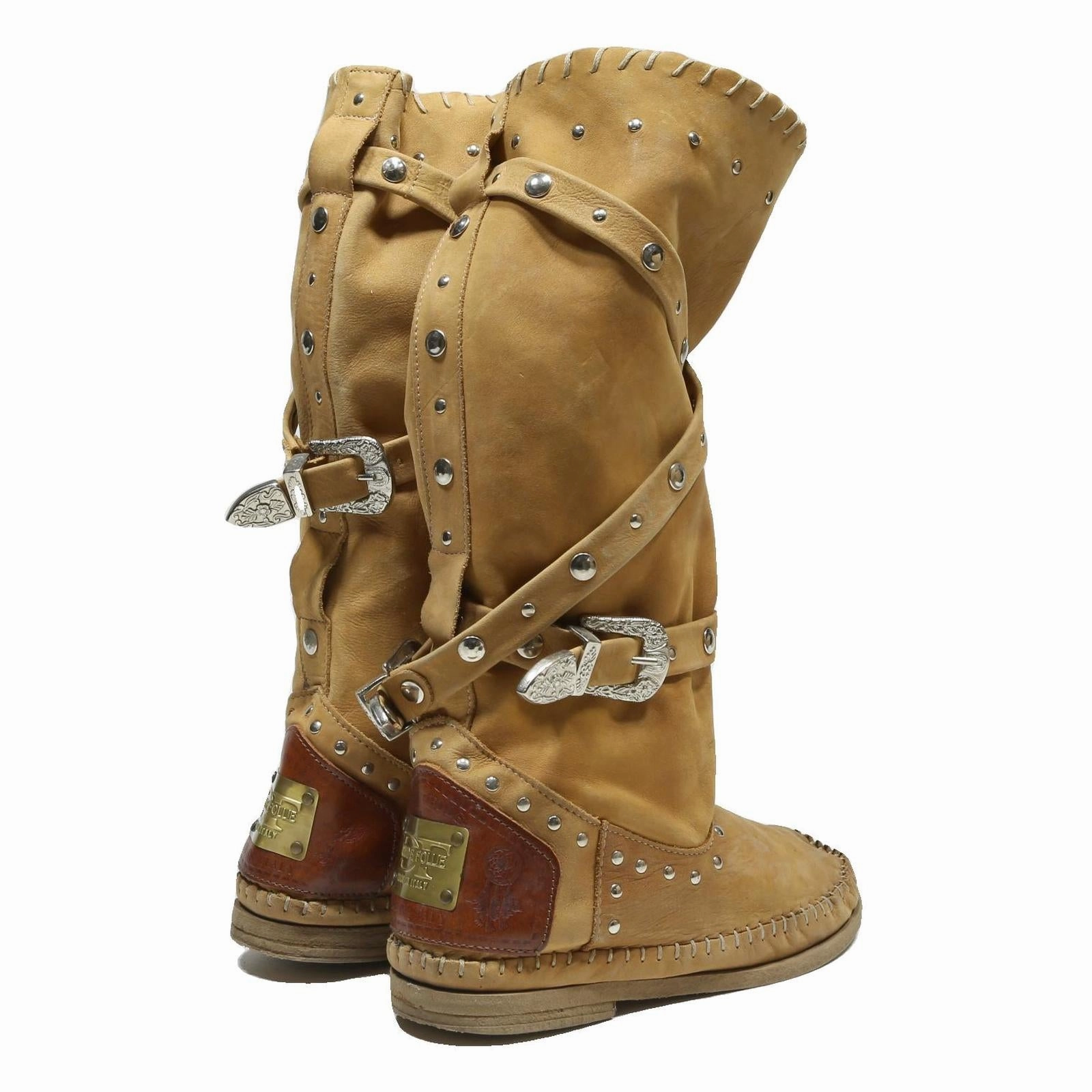 VENA GOMMA Womens Ankle Boots Beige Leather UK 7 Studded Strap Western Fashion Josef Seibel Chelsea Boots