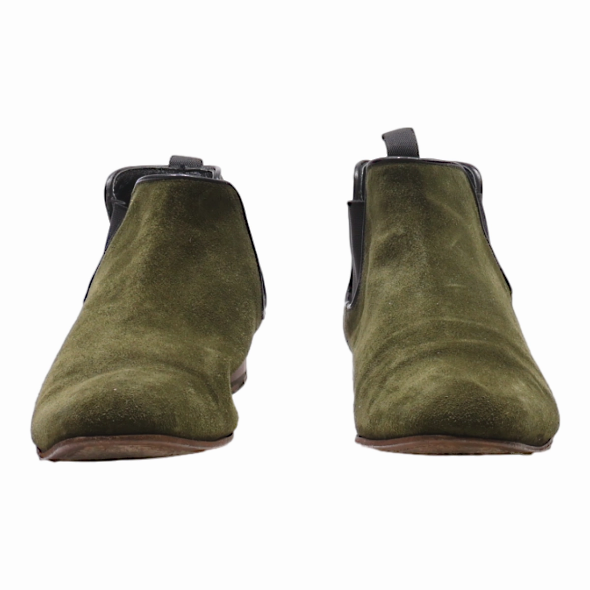 HESCHUNG Chelsea Boots Green Suede Womens UK 5 Brown Chelsea Boots With Heel