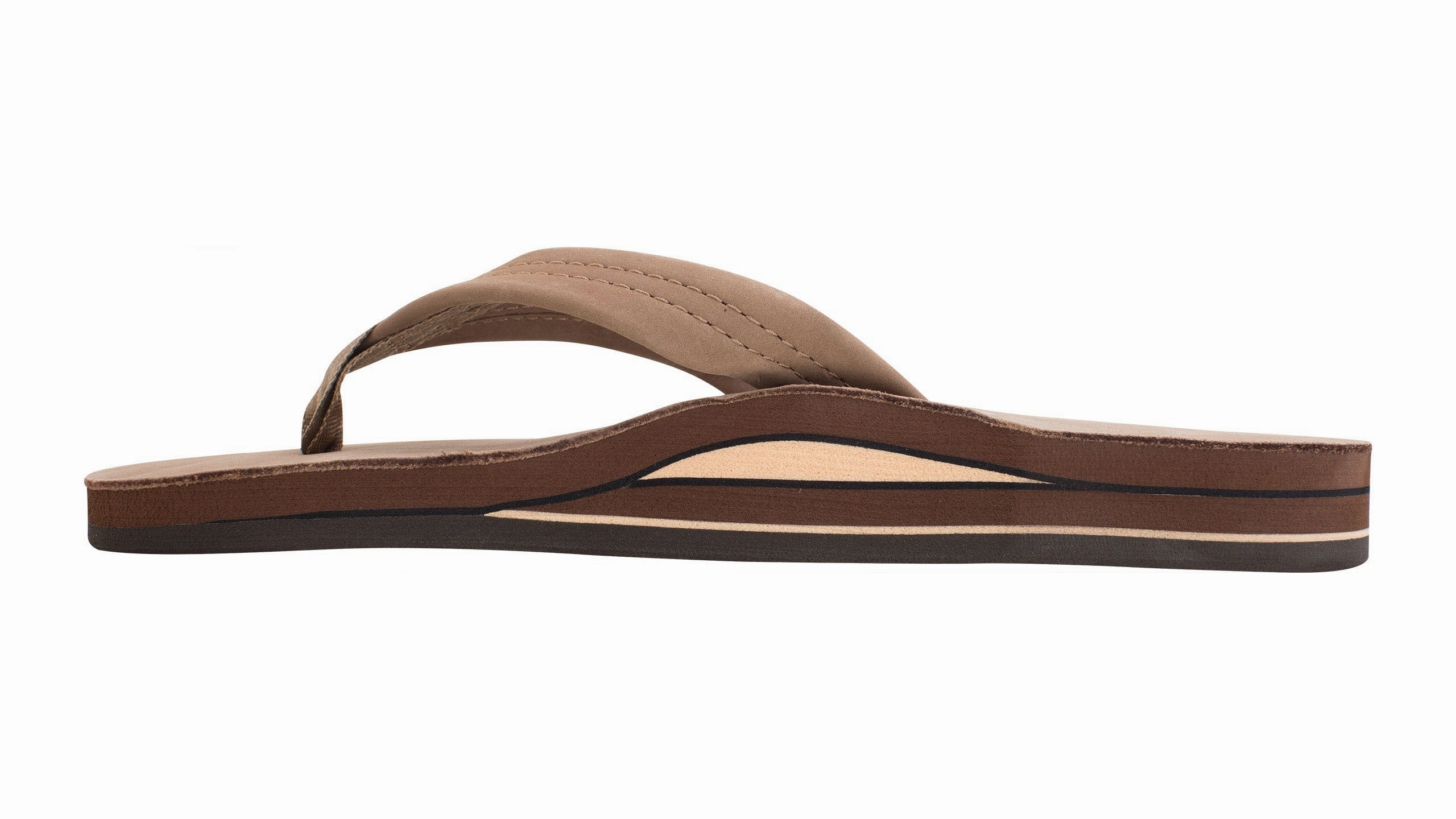 Rainbow Double Layer Leather Sandal-Dark Brown