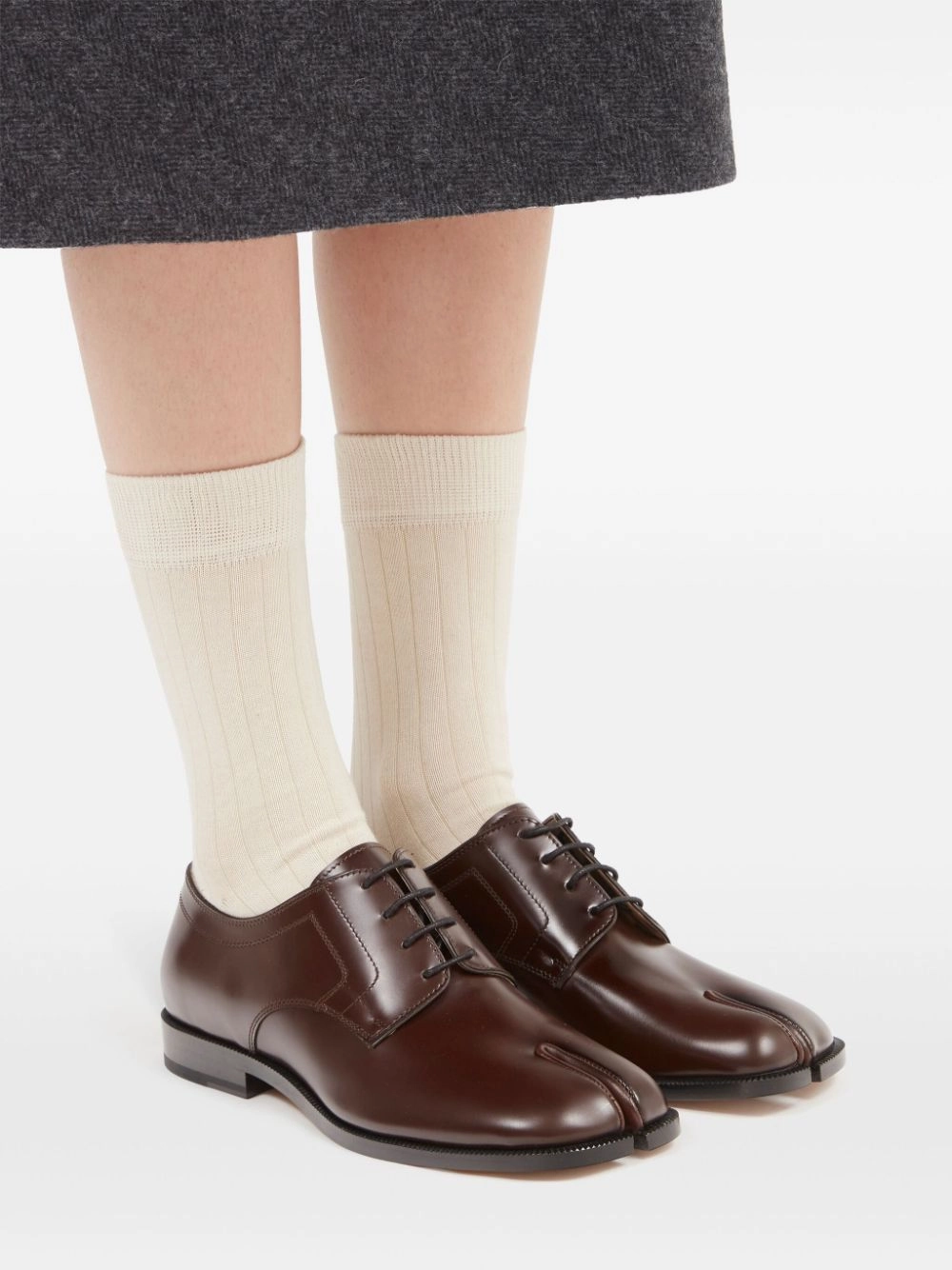 Lace Em Up Shoes Tabi Derby Shoes - Chic Brown