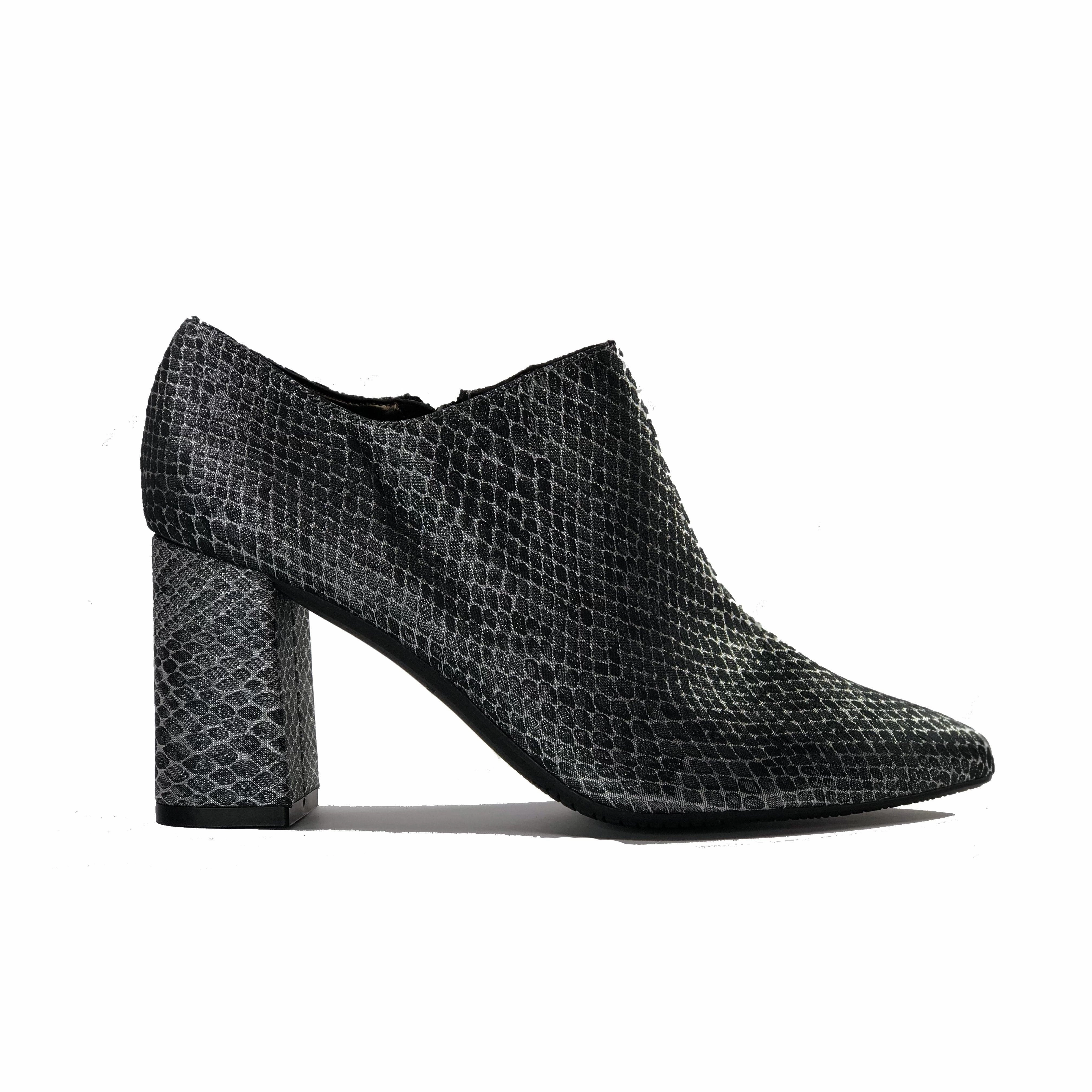 Chelsea Crew Mary Jane Shoes 'Marnie' heeled bootie by Zette Shoes - charcoal snake