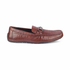 Loafers With The Socks The Miluck Brown Men's Textured Leather Driving Loafers Tresmode