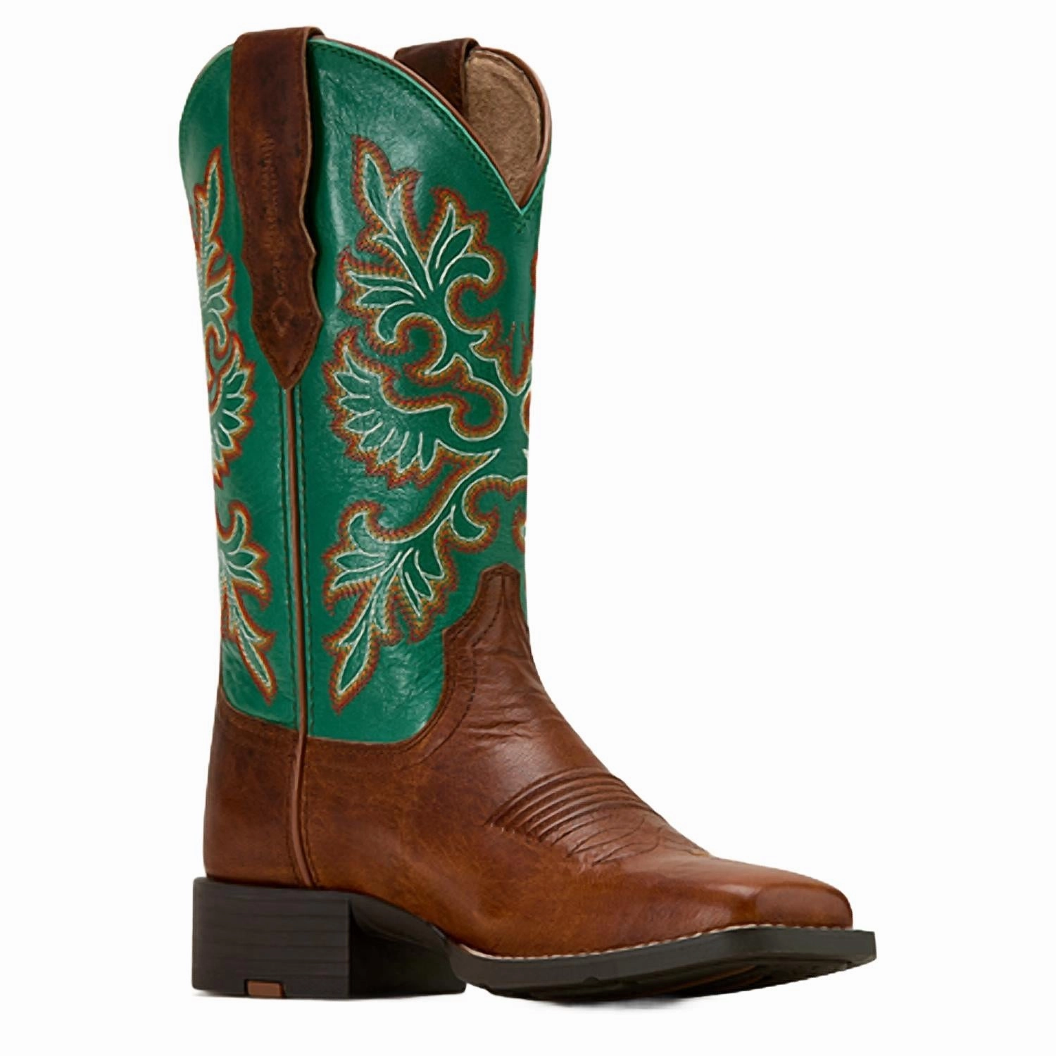 Women's Round Up Stretchfit Wide Square Toe Western Boot In Green Chelsea Boots In Summer