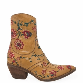 Suede Leather Ankle Boots Tan Leather Embroidered Ankle Boot