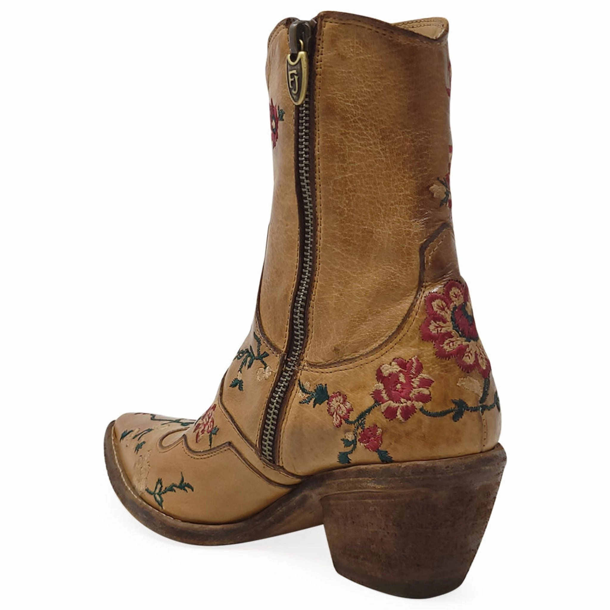 Tucker Wool-lined Leather Ankle Boots Tan Leather Embroidered Ankle Boot