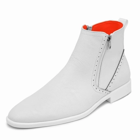 Tayno The Coupe Leather Chelsea Boot White Short Chunky Chelsea Boots