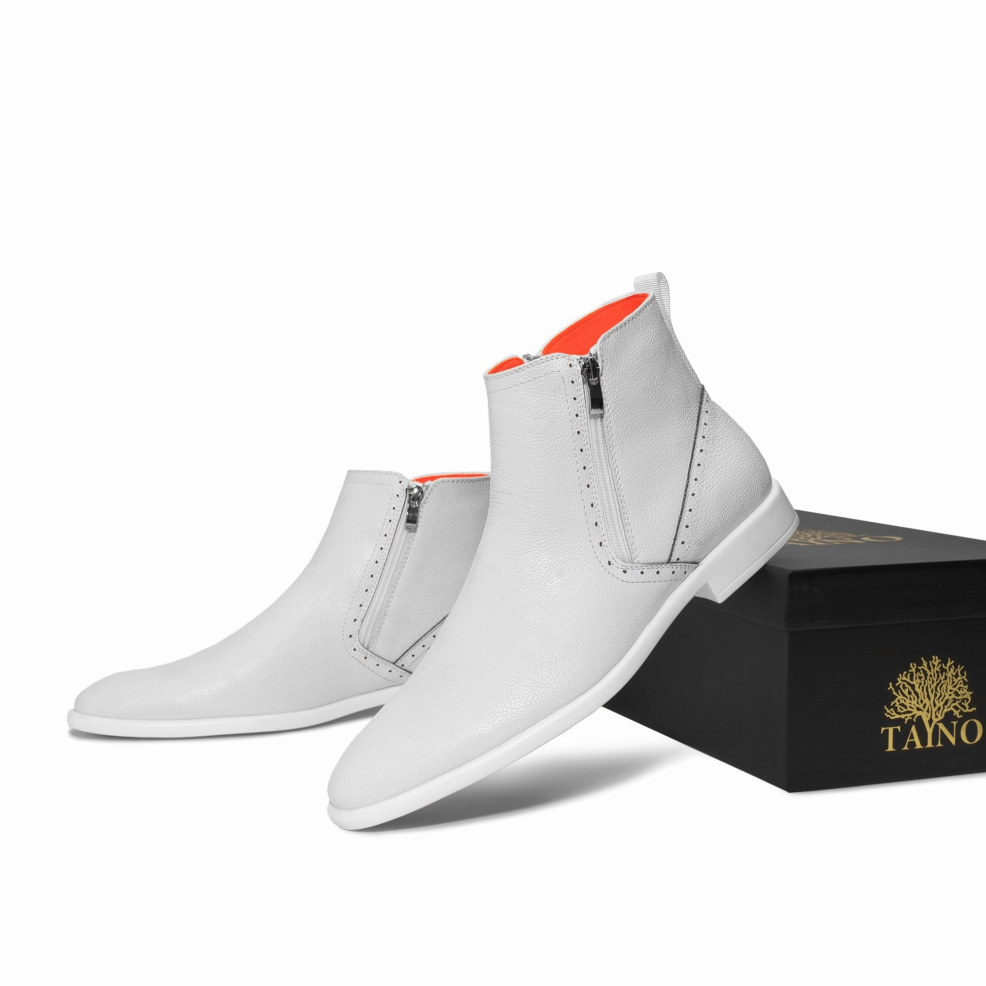 Tayno The Coupe Leather Chelsea Boot White Barefoot Chelsea Boot